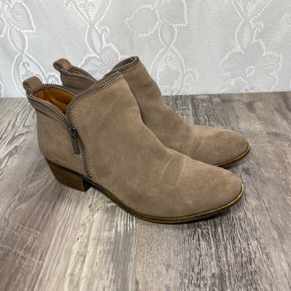 Lucky Brand Bootie Suede 8.5 M Bartalino Boots 8 1/2 Brindle Taupe Brown Gray - Picture 12 of 16